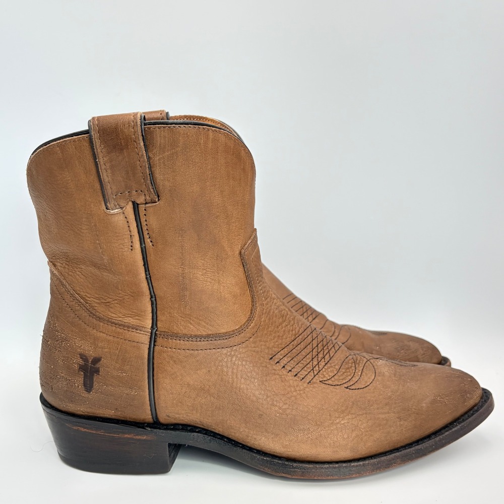 Frye Billy Short Tan Leather Western Ankle Boots Women's 10 B Cowgirl Prairie - Picture 6 of 13